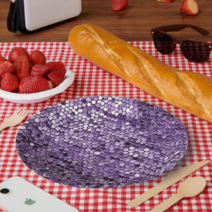 Shine Shine Purple Star AI art Paper Plate