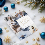 Shine So Bright & Navy Gold Agate Ink Five Photo Holiday Card<br><div class="desc">Our starry golden jewel abstract winter night Christmas collection captures a royal opulence with a modern abstract twist. Deep navy blues, golden jewel tones, and hints of blue shades create an elegant winter night ambiance. Design features 5 photo collage layouts to display your special family holiday Christmas photos. Our hand-drawn...</div>
