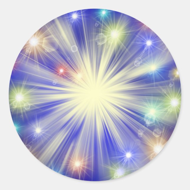 shine, star, sparkle, glow, glitter, light, effect classic round sticker (Front)