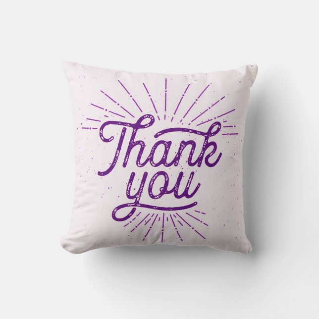 Shine Thank You Typography Purple Throw Pillow (Front)