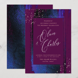 Shine, Winter Blue Brush Strokes+Cassis Invitation