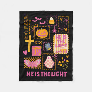 Shine With The Light Of Jesus Christian Halloween Fleece Blanket
