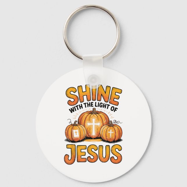 Shine With The Light Of Jesus Halloween Christian  Keychain (Front)