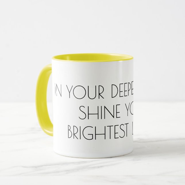 Shine your light Text, inspirational motivation Mug (Front Left)