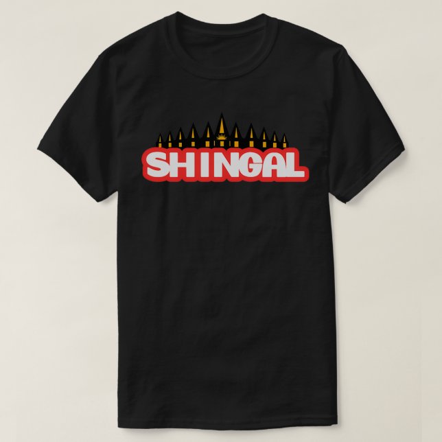 Shingal Sinjar Mountains Iraq with Lalish Shengali T-Shirt (Design Front)