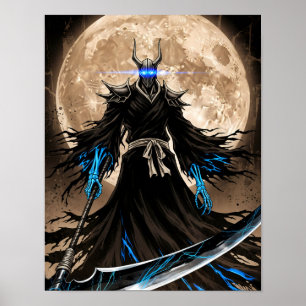 Shinigami Sumi-e Grunge Art Poster