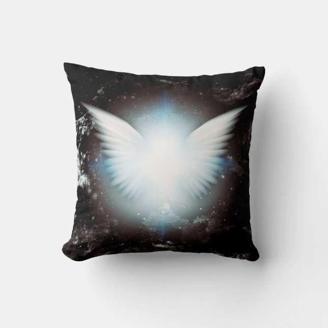 Shining angel wings throw pillow (Front)