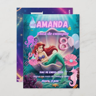 Shining Ariel Mermaid Invitation Postcard