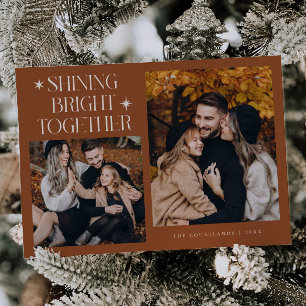 Shining Bright Star Terracotta Multi Photo Holiday Card