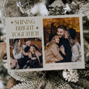 Shining Bright Stars Cream Multi Photo Holiday Card