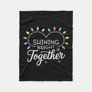 Shining Bright Together Holiday Lights Heart Chris Fleece Blanket