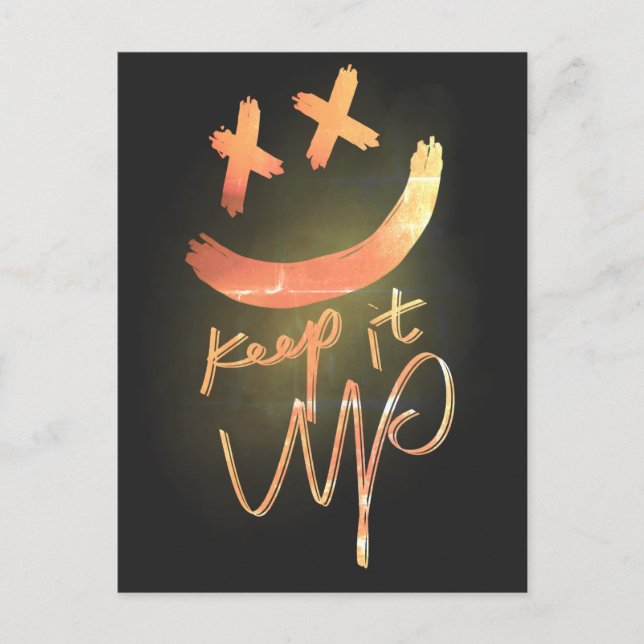 Shining Gold Keep it Up Funny Smile Emoji Postcard (Front)