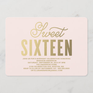 Shining Gold   Sweet Sixteen Invitation