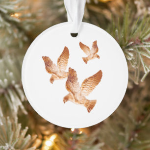 Shining Golden Doves Personalised Photo Ornament