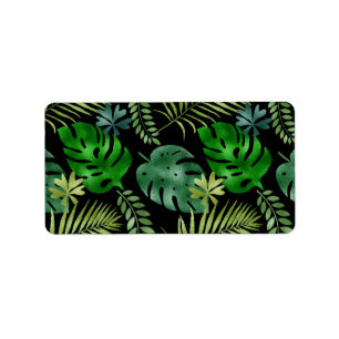 Shining Green Tropical Mixed Leaves Nature Lover Label