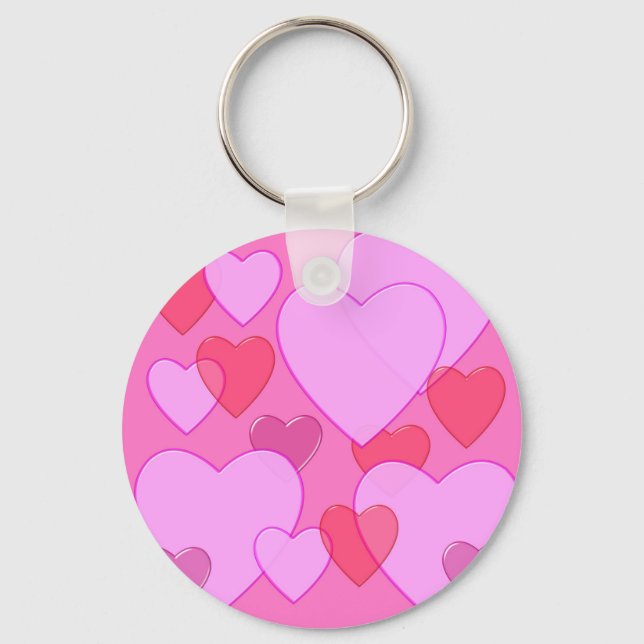 Shining heart Valentine background pink Keychain (Front)