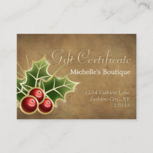 Shining Holly Berry Christmas Gift Certificate