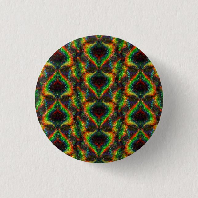 Shining Holographic Rainbow Lights Glitter Leaf 1 Inch Round Button (Front)