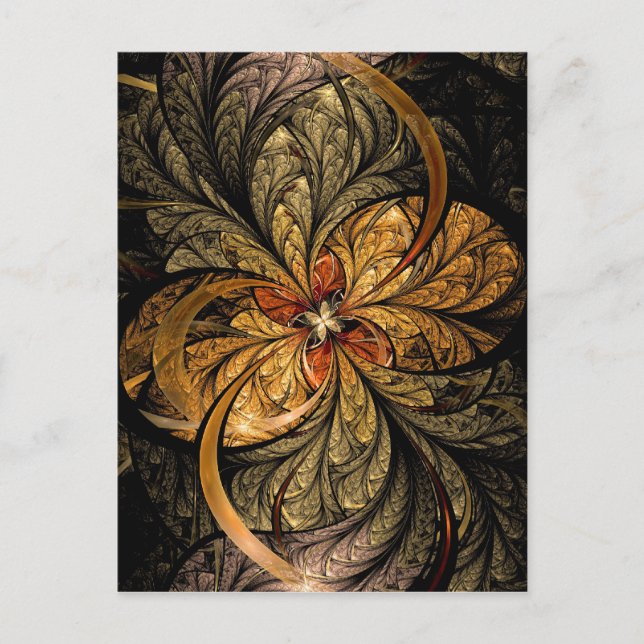 Shining Leaves Fractal Art Postcard (Front)