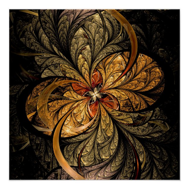 Shining Leaves Fractal Art Poster (Front)