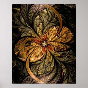 Shining Leaves Fractal Art Poster