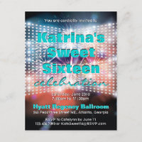 Shining Lights and Fireworks Sweet Sixteen Invite
