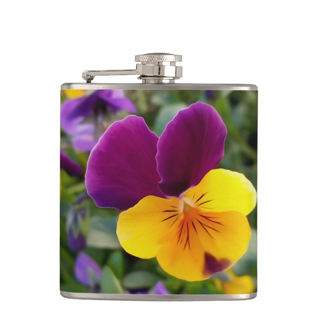 Shining pansies hip flask (Front)