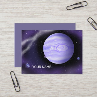 Shining purple planet. business card