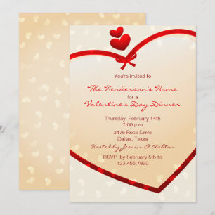 Shining Red Heart Valentines Day Party Invite