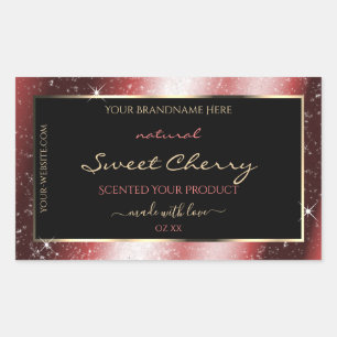 Shining Red Sparkle Glitter Frame Product Label