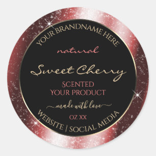 Shining Red Sparkle Glitter Frame Product Label