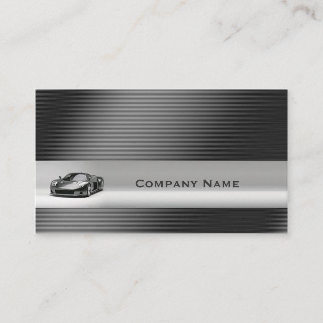 Shining Silver Line Sports Car Business Card (Front)