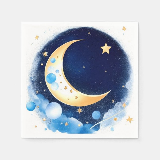 Shining Sky Dreams Boy Baby Shower Napkin (Front)