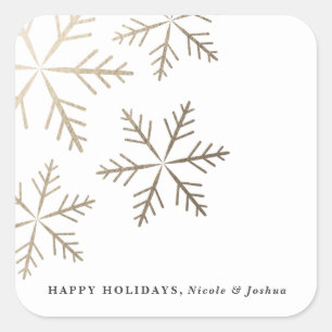 Shining snowflake faux foil holiday square sticker