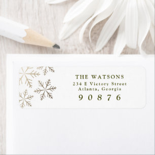 Shining snowflake faux foil return address label