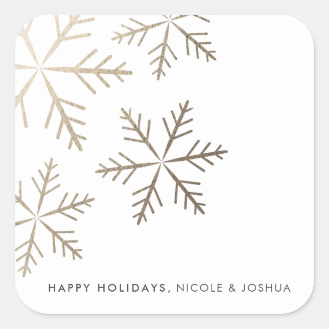 Shining snowflake faux foil winter holiday  square sticker (Front)