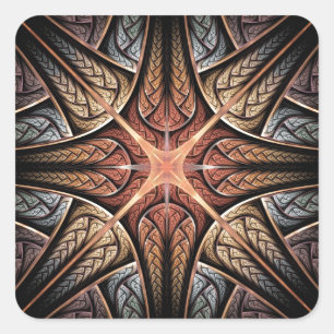 Shining Star Abstract fractal art Square Sticker