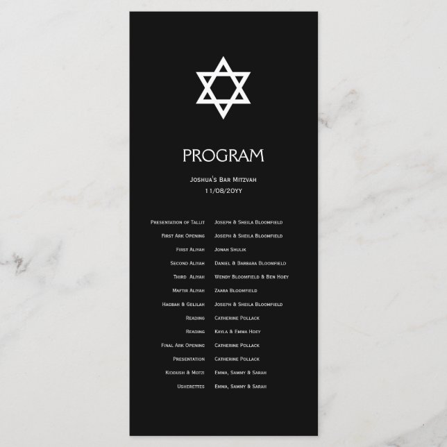 Shining Star Bar/Bat Mitzvah Program (Front)