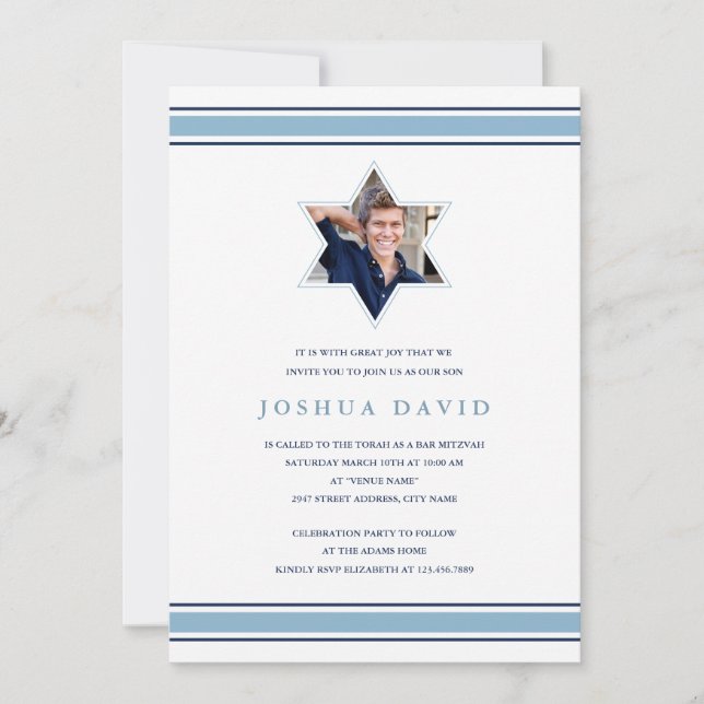 Shining Star Bar Mitzvah Invitation (Front)