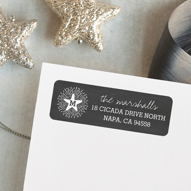 Shining Star Christmas Monogram Return Address (Creator Uploaded)
