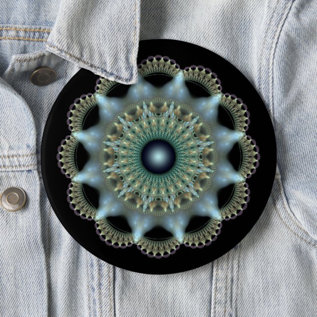 Shining star fractal ornament 6 inch round button (In Situ)