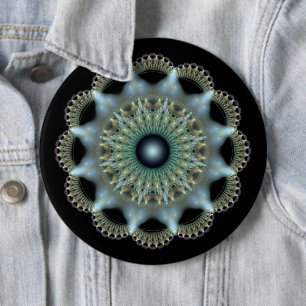 Shining star fractal ornament 6 inch round button