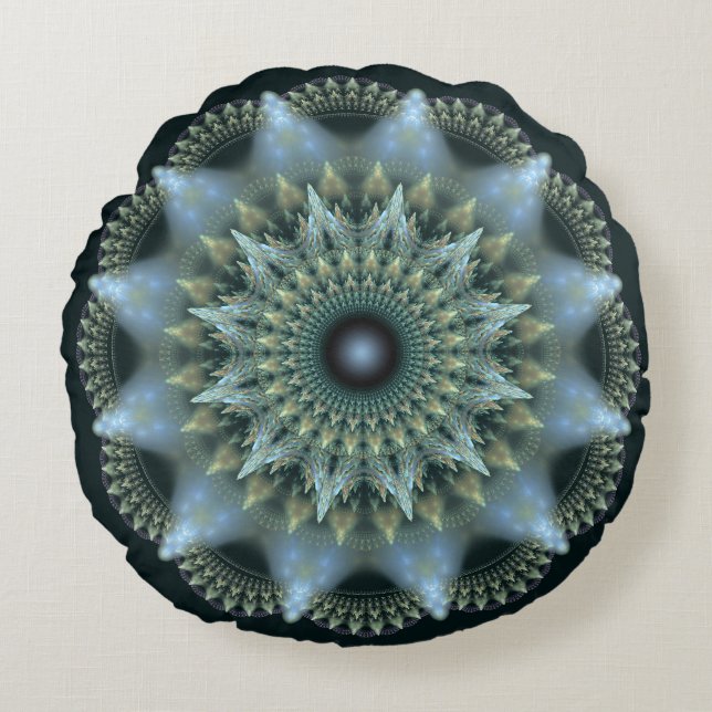 Shining star fractal ornament round pillow (Front)