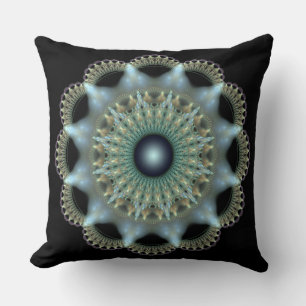 Shining star fractal ornament throw pillow