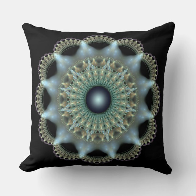 Shining star fractal ornament throw pillow (Front)