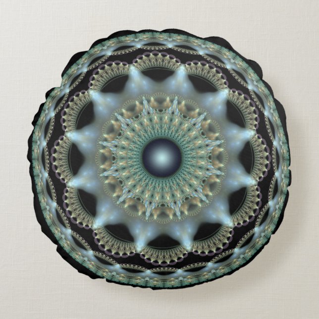 Shining star fractal round ornament pillow (Front)