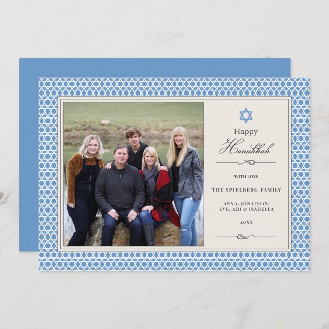 Shining Star Hanukkah Photo Flat Card (Front/Back)