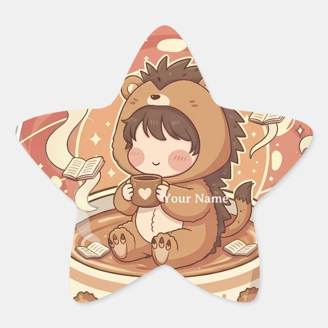 Shining Star Kawaii Hedgehog Chibi Sticker (Front)