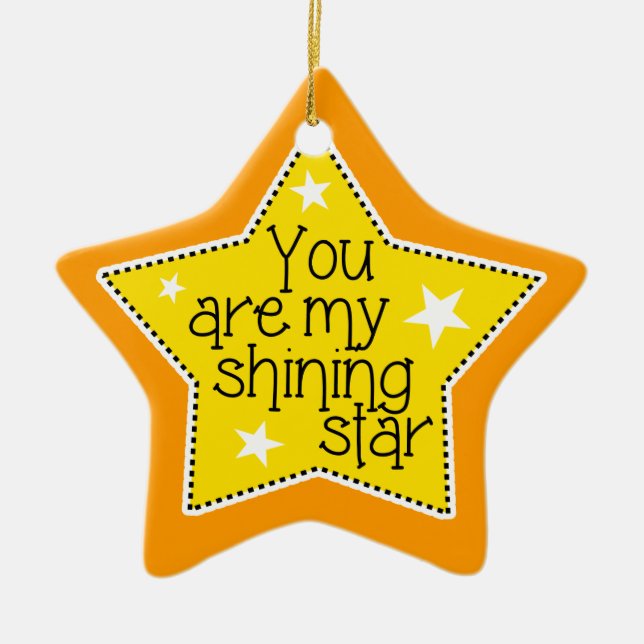 Shining Star Love, Family, and Friends-Christmas Ceramic Ornament (Front)