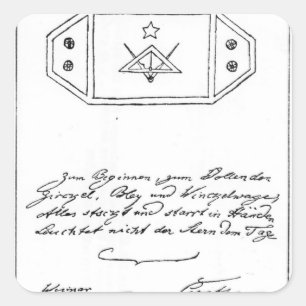 Shining star over square and Compass and lead Square Sticker